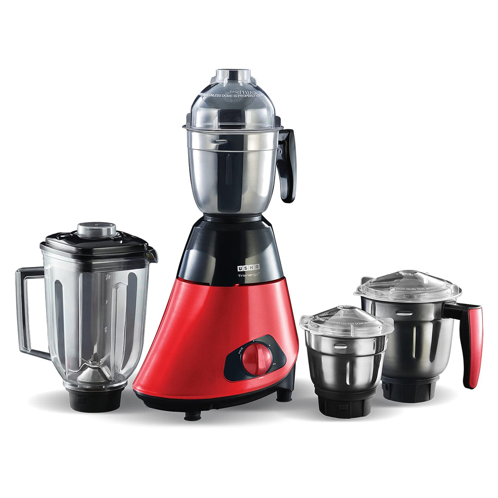 USHA Trienergy+ 800W Mixer Grinder with 100% Copper Motor and 4 Jars