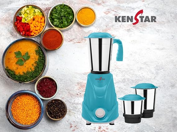 Kenstar Mixtor 500W Mixer Grinder with 3 Stainless Steel Jars – Power Plus Hybrid Motor