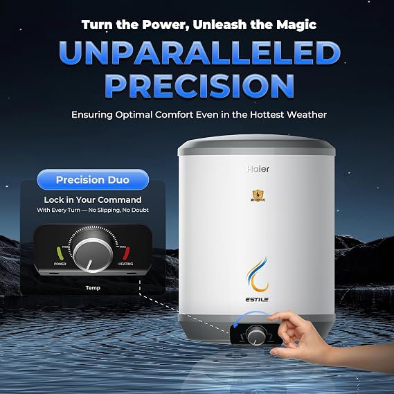 Haier ES15V-ESTILE 15L 5-Star Storage Water Geyser (2200W, White)