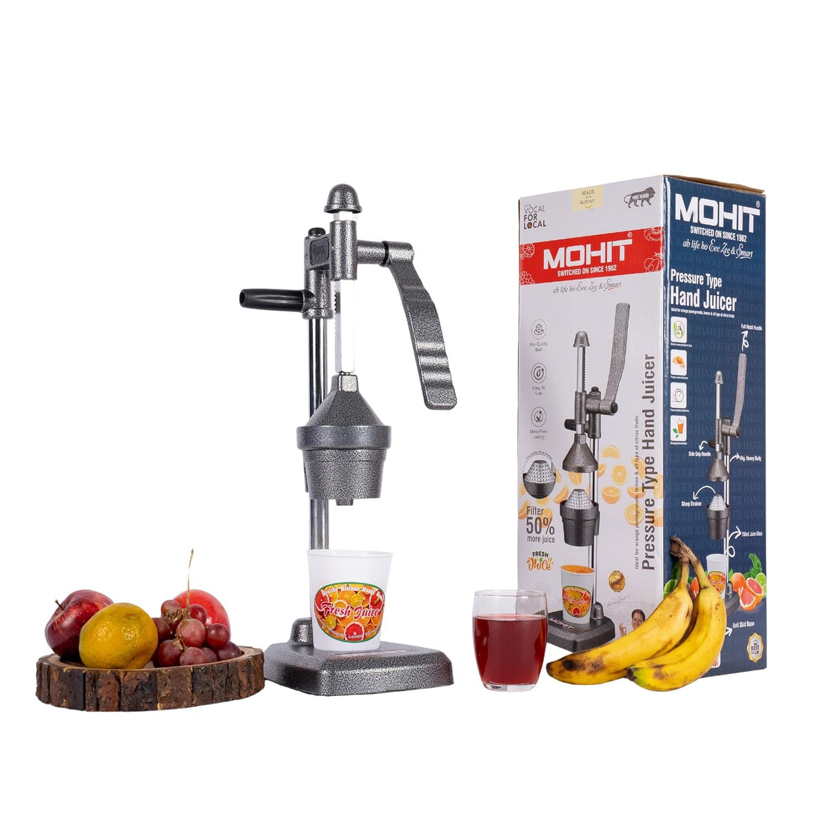 Mohit Pressure-Type Hand Juicer – Manual Fruit Juice Extractor