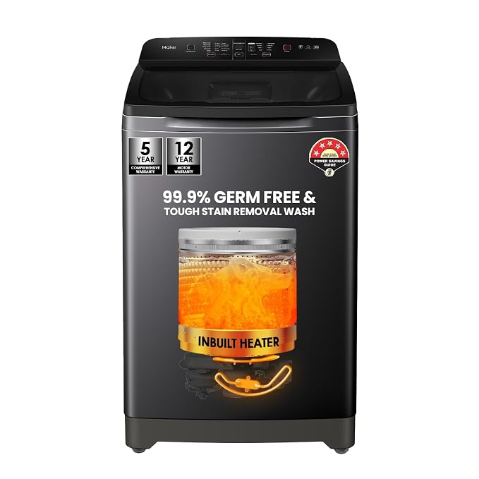 Haier HWM90-H688BK 9 Kg 5 Star Fully Automatic Top Load Washing Machine with In-Built Heater & Oceanus Wave Drum