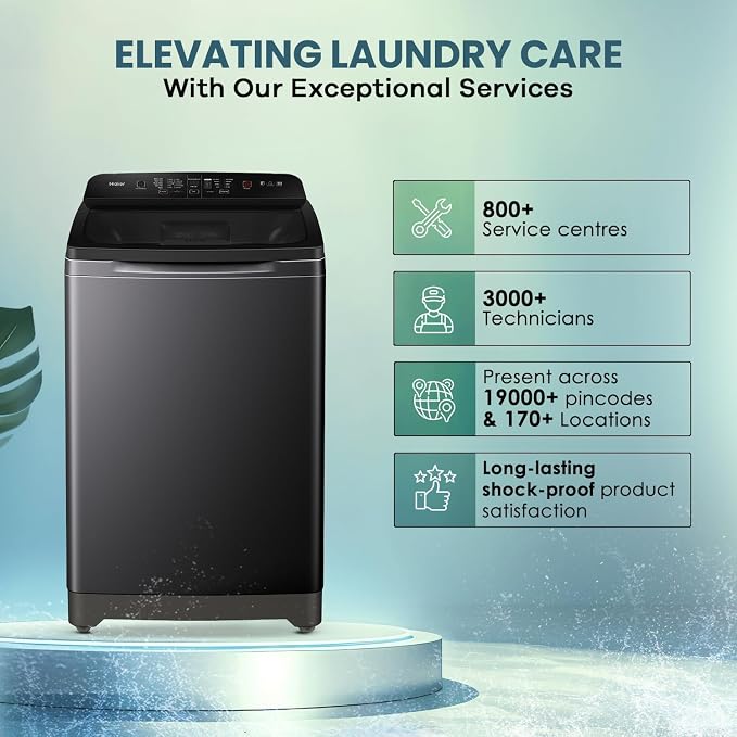 Haier HWM90-H688BK 9 Kg 5 Star Fully Automatic Top Load Washing Machine with In-Built Heater & Oceanus Wave Drum