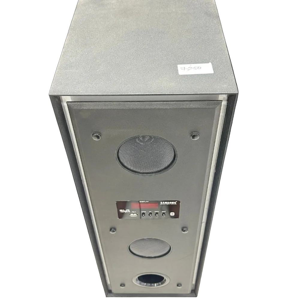 Samsonic Premium Single Tower Speaker with Built-In Amplifier, Dual Drivers & Front Bass Port
