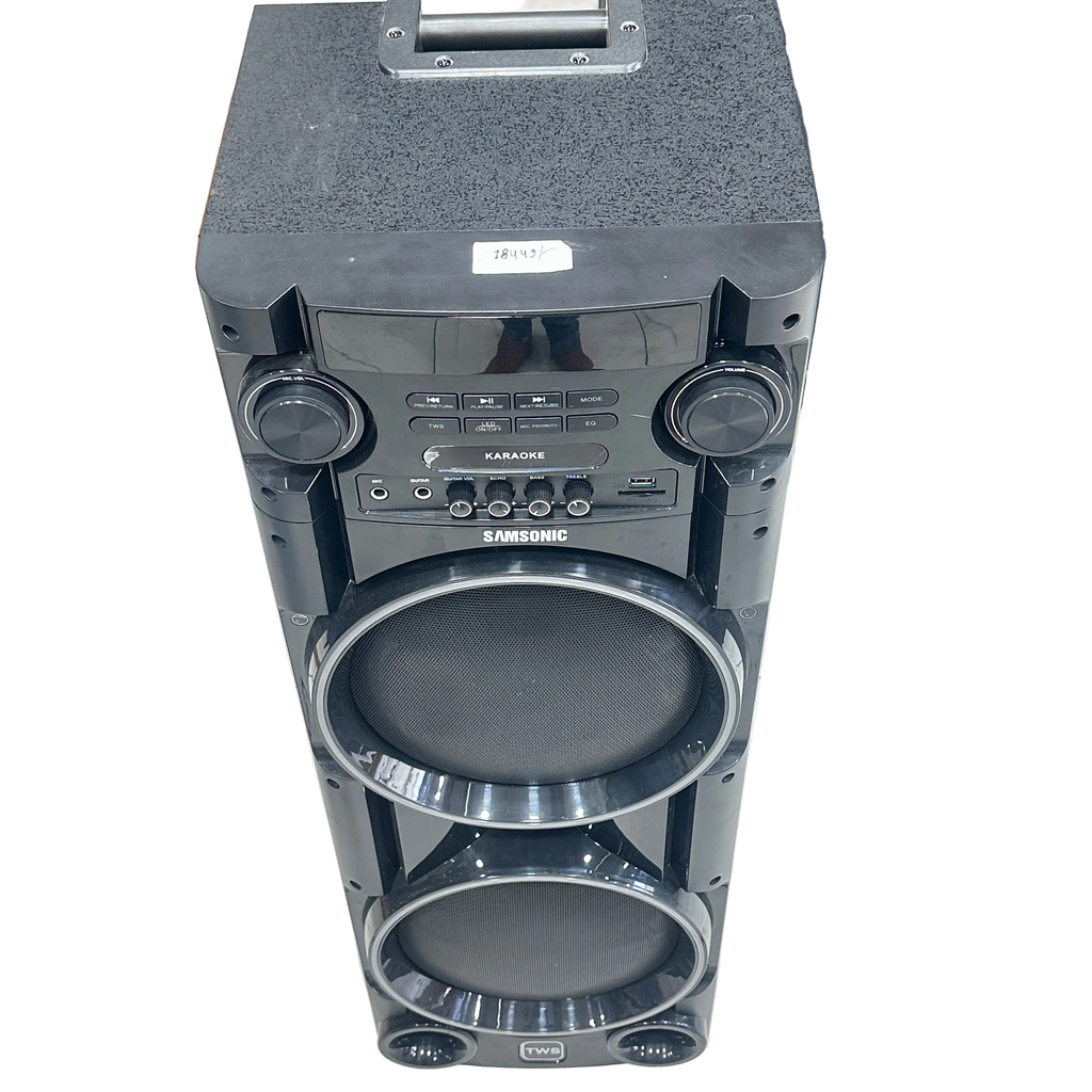 Samsonic Portable Karaoke Party Speaker with Dual Woofers, Wireless Mic, TWS & DJ Control Panel
