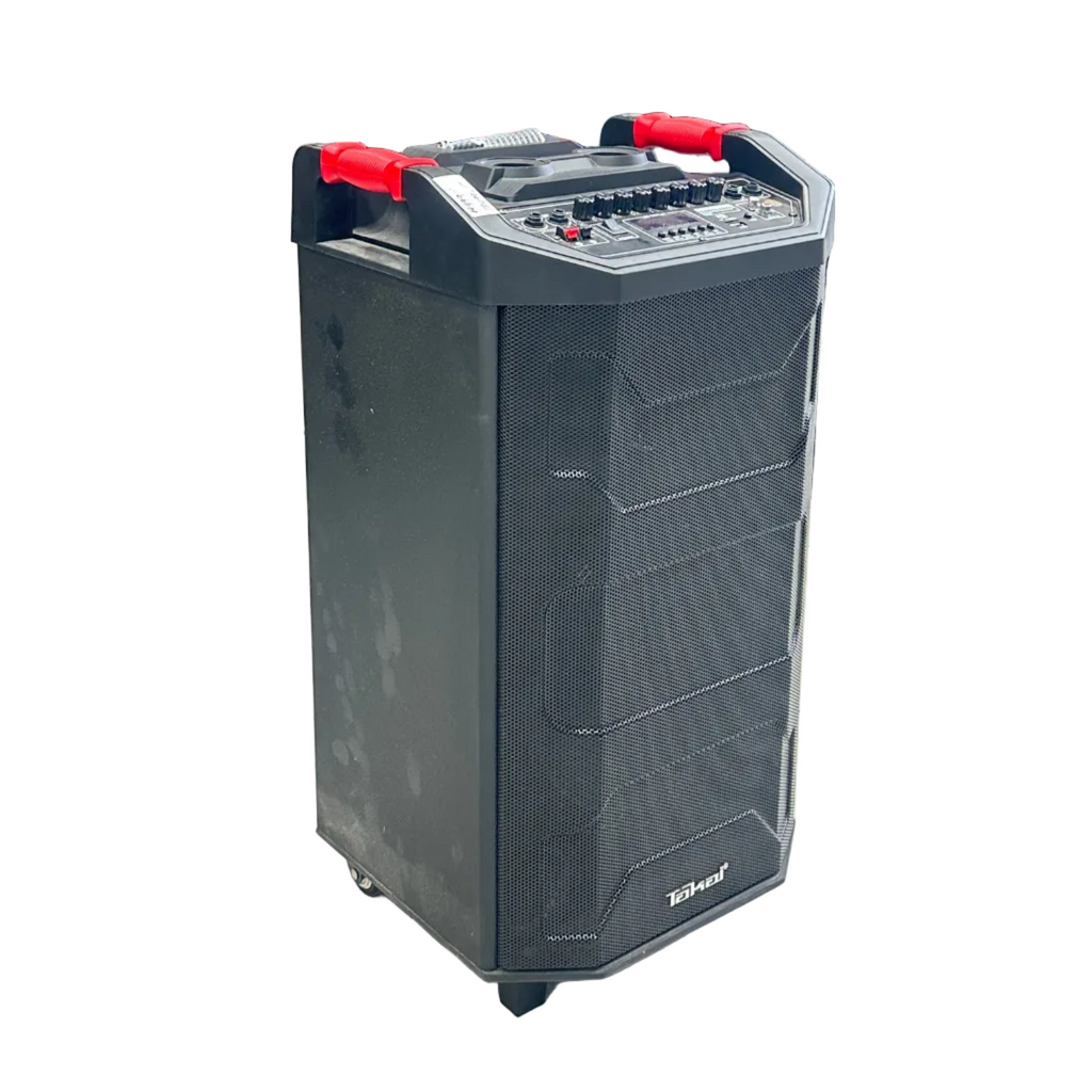 Takai TKI-127 Professional Portable Party Trolley Speaker with 12" Woofer, Dual Guitar Inputs & Dual UHF Mics