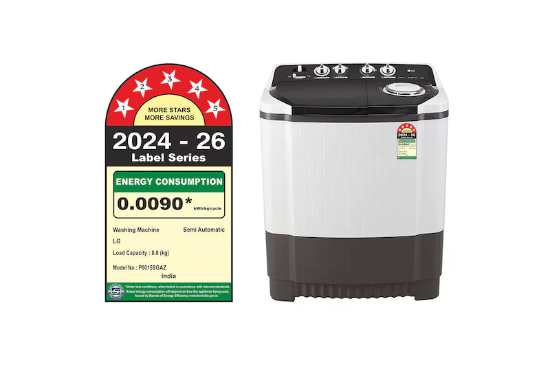 LG P8015SGAZ 8 Kg 5 Star Semi Automatic Top Load Washing Machine