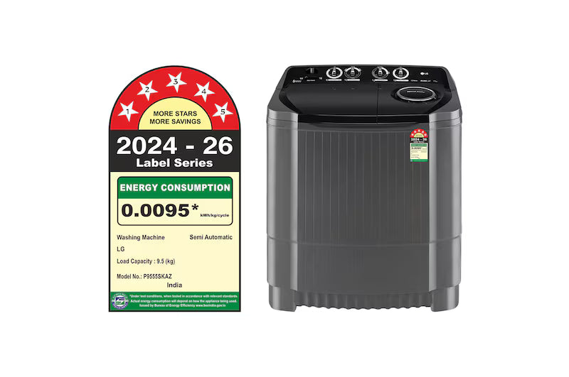 LG P9555SKAZ 9.5 Kg 5 Star Semi Automatic Top Load Washing Machine with Roller Jet Pulsator