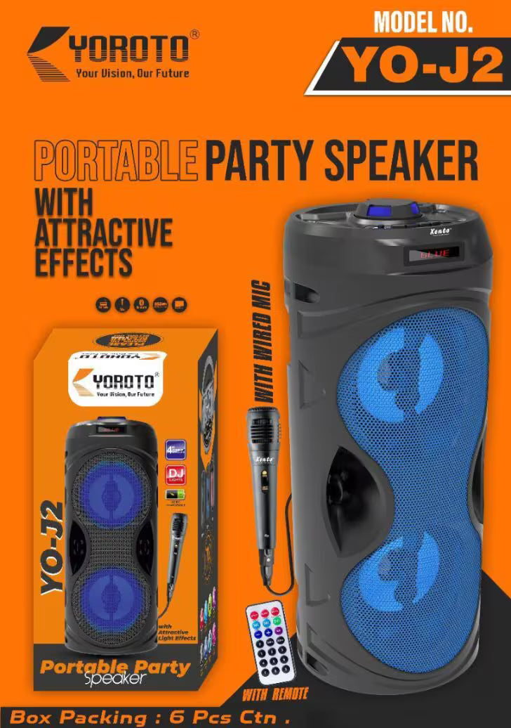 Yoroto J-2 Wireless Portable Bluetooth Speaker with Karaoke Mic & RGB Lights