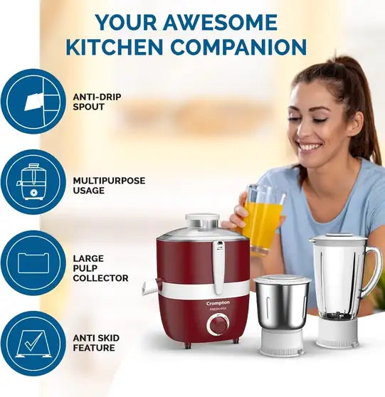 Crompton Fresh Mix 500W Juicer Mixer Grinder with 3 Jars – ACGJMG-FRESH-MIX