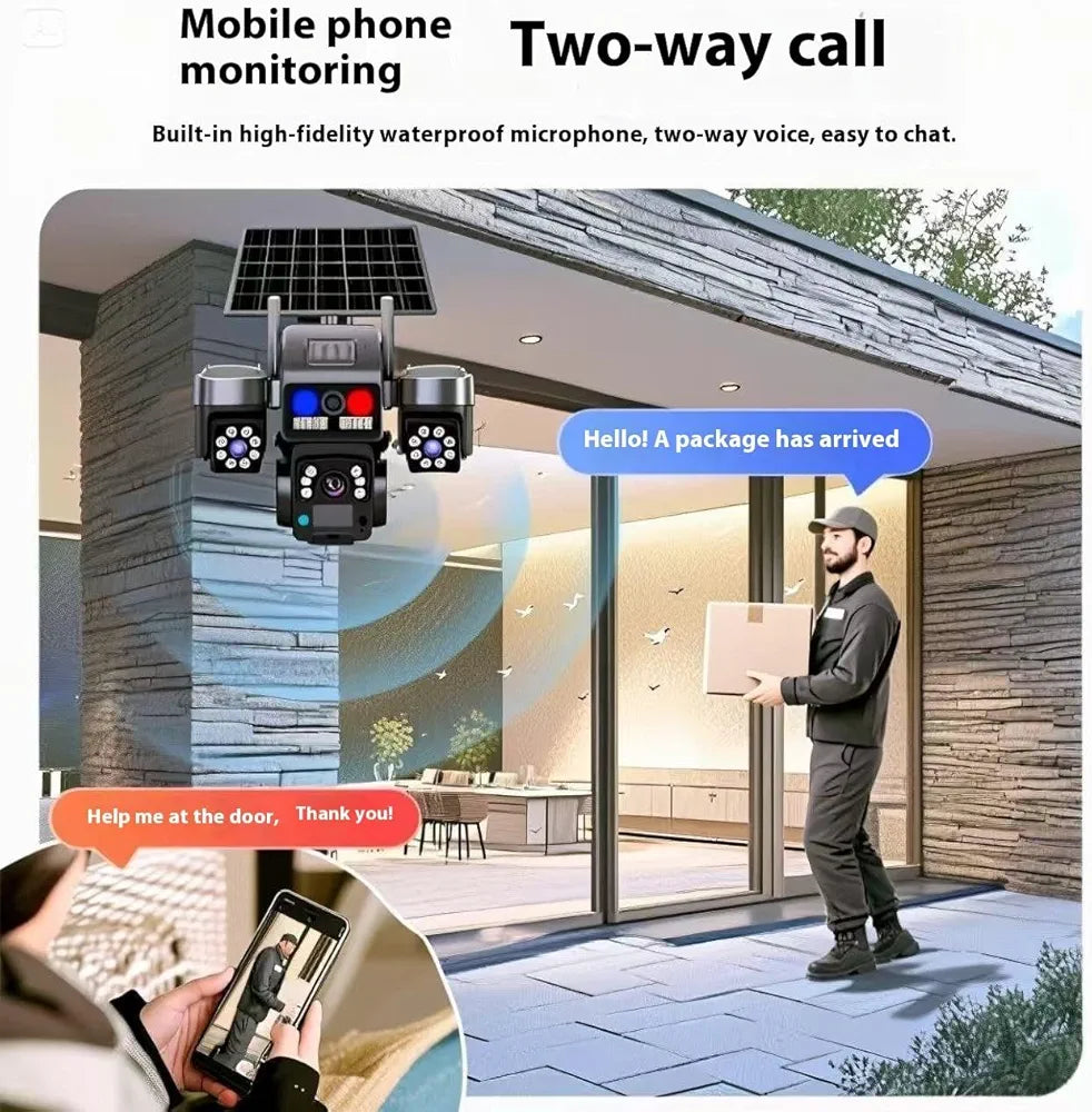 4K Ultra HD Solar PTZ Outdoor Security Camera – Wireless 360° View, AI Motion Detection, Color Night Vision & 2-Way Audio