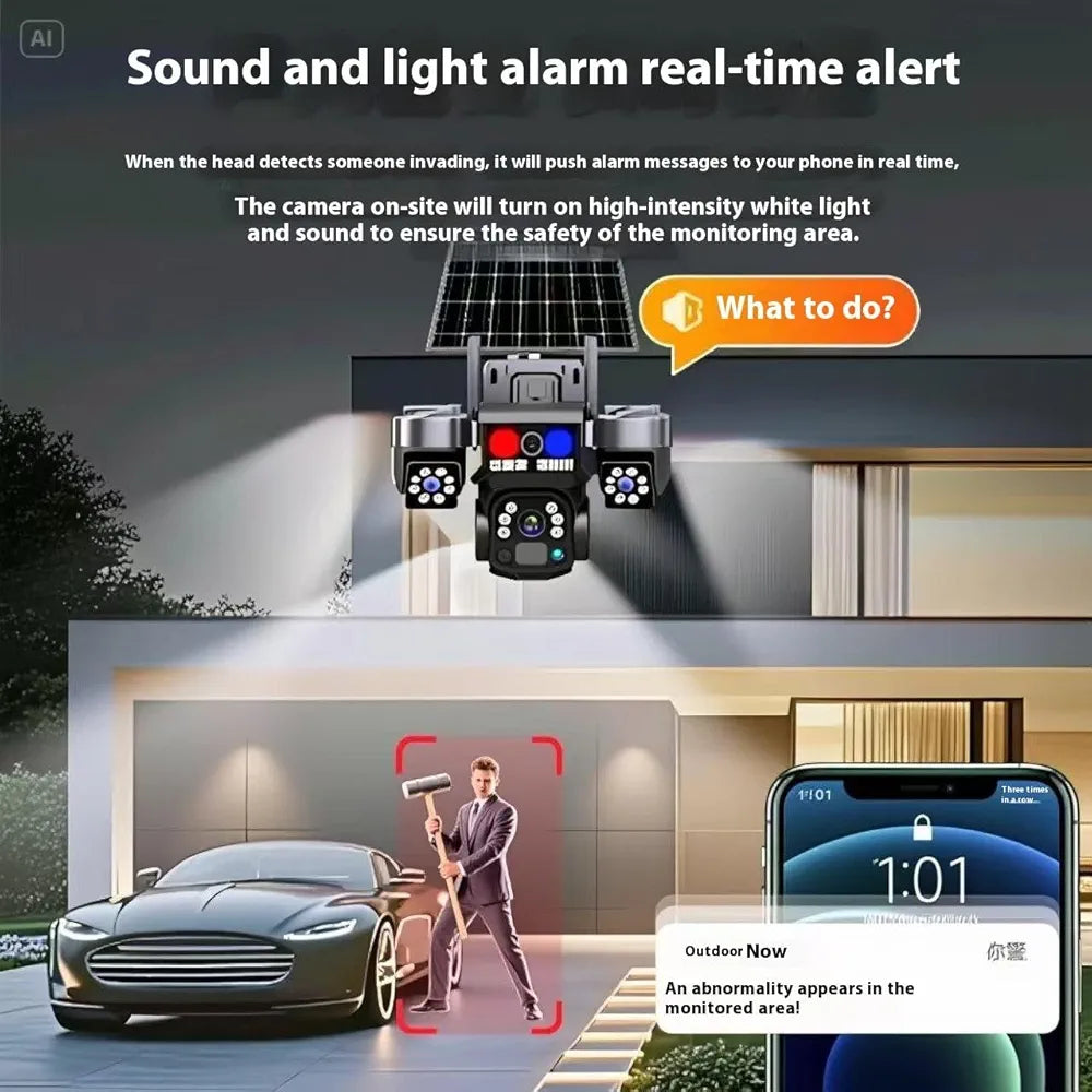 4K Ultra HD Solar PTZ Outdoor Security Camera – Wireless 360° View, AI Motion Detection, Color Night Vision & 2-Way Audio