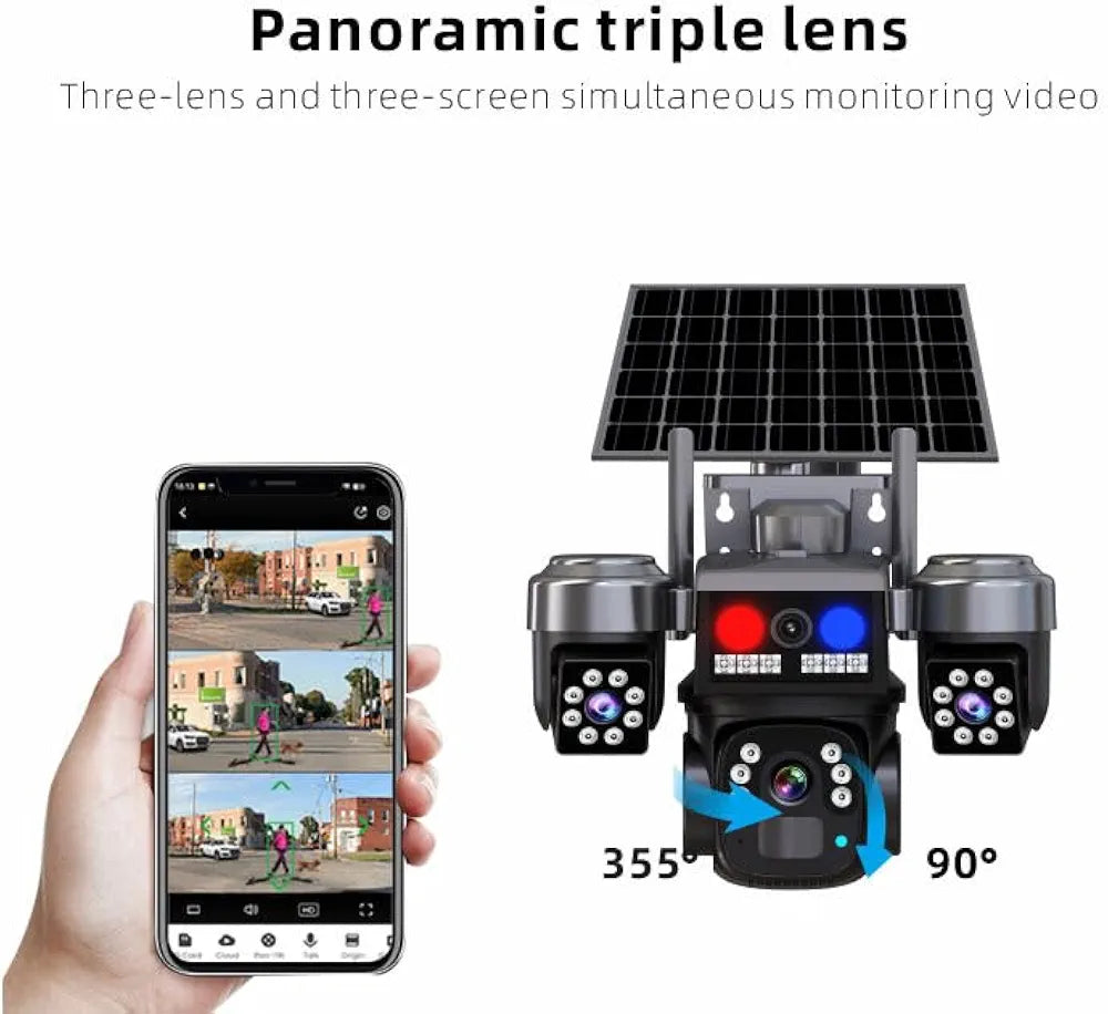 4K Ultra HD Solar PTZ Outdoor Security Camera – Wireless 360° View, AI Motion Detection, Color Night Vision & 2-Way Audio