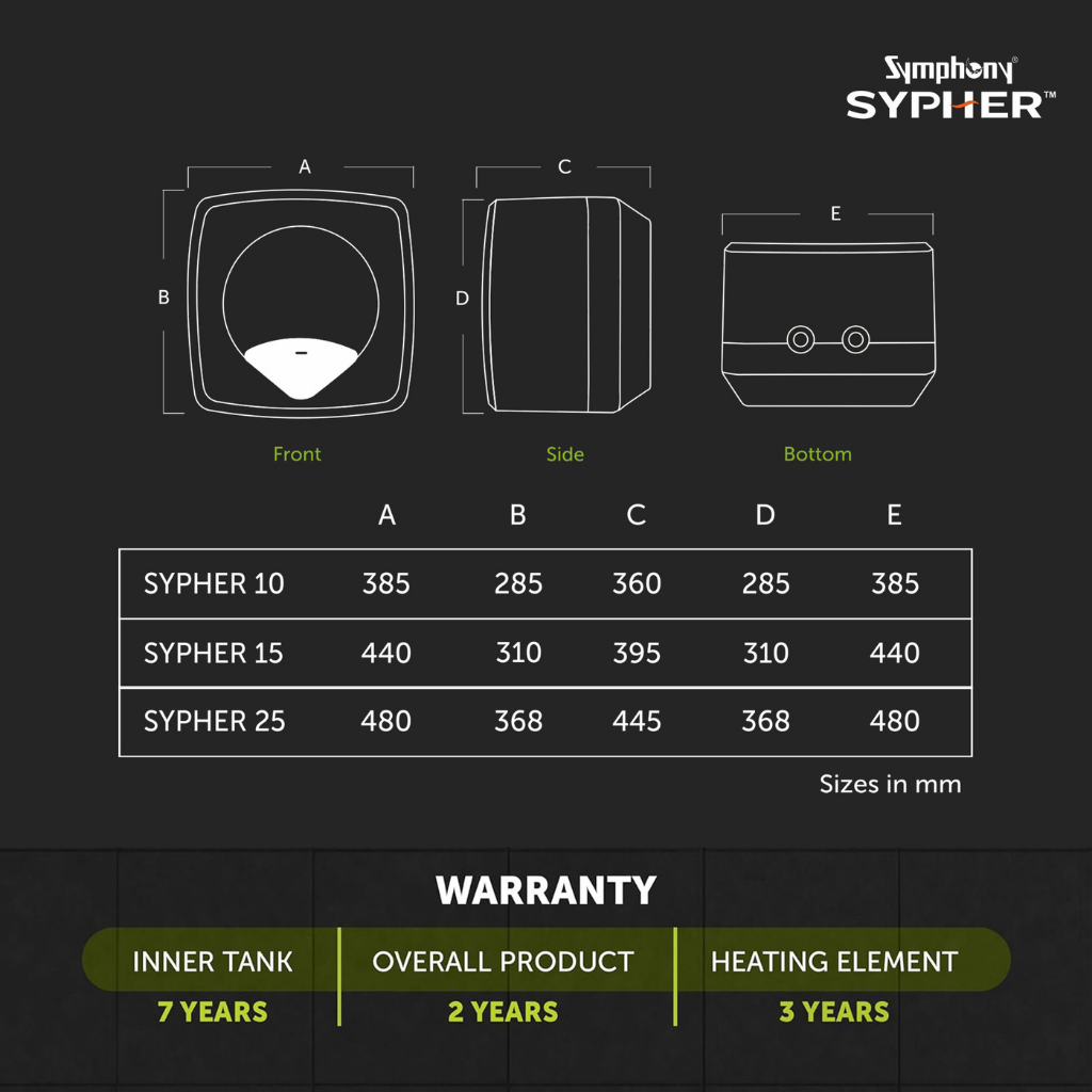 Symphony Sypher 10L Water Geyser – Model AGYST024